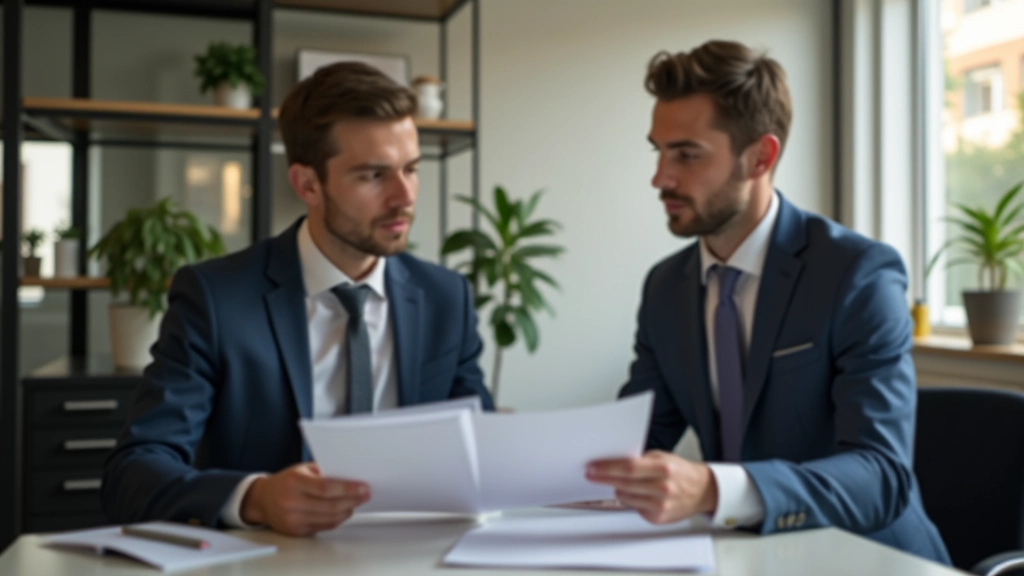 Finanzberater bespricht Altersvorsorgelösung mit Selbstständigem