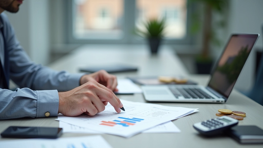 Selbstständiger arbeitet an Finanzplan für Altersvorsorge